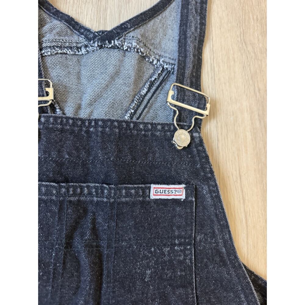 Vintage Guess Denim Overalls Medium Black Carpenter Loop Buttons USA Made 90s - Picture 5 of 12